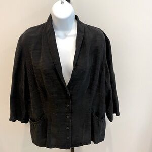 Eileen Fisher Black Cropped Linen Jacket